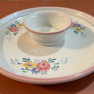 Savoir Vivre Marseilles VB211 Earthenware Italy Chip Dip Tray Platter w/Dip Bowl